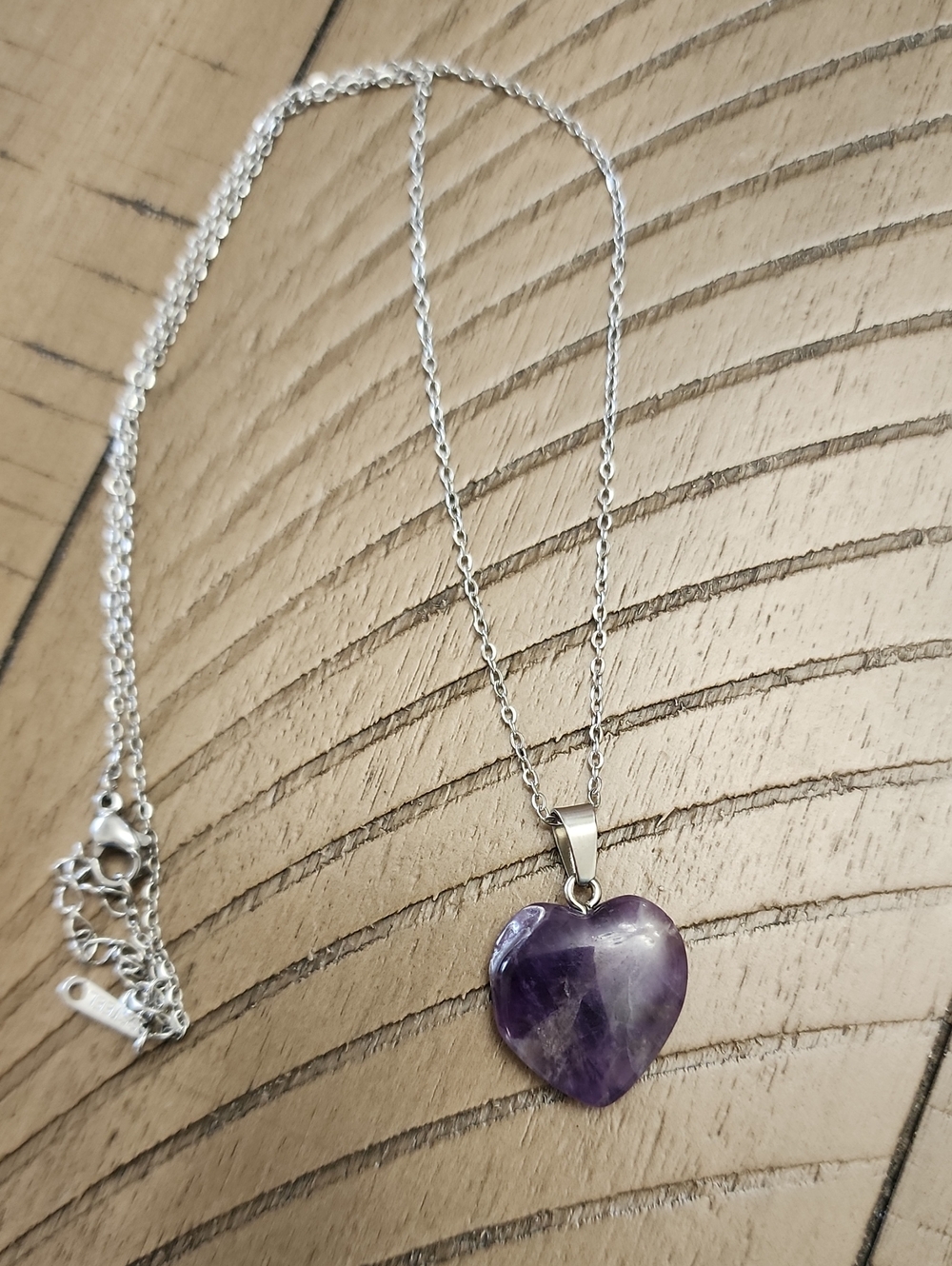 1pc Natural Amethyst Spiritual Tree Of Life Necklace- Hexagon Wrapped Heart